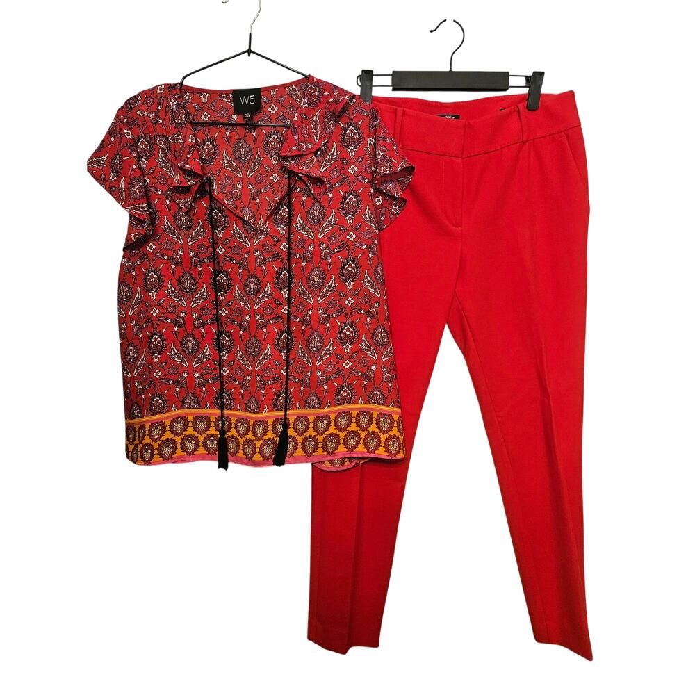 Beautiful Red Outfit by Loft & W5 Julie Skinny Size 8 Like New! C44 1.5#